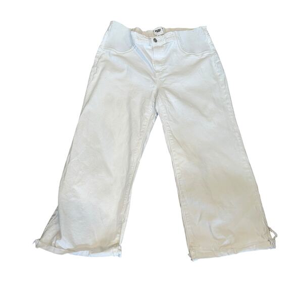 Paige White Maternity Wide Leg Jeans Size 32 Denim Raw Hem Ankle  Designer $229 - Picture 5 of 9